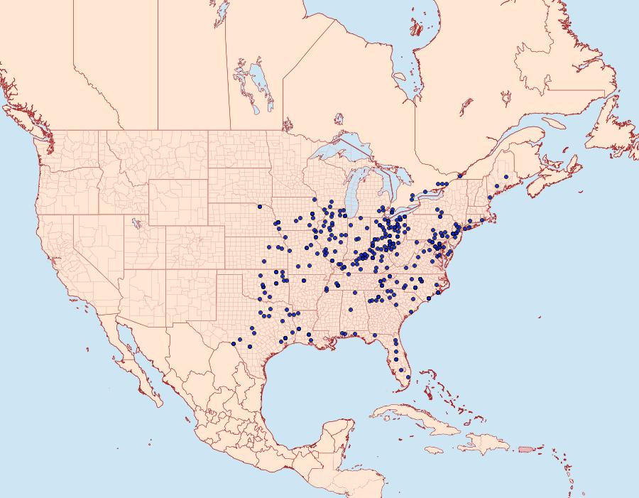 Distribution Data for Datana integerrima